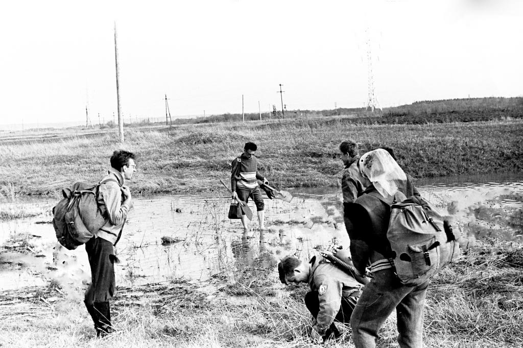 1969 г.  С.Панов, В.Дятлов. Наводнение. Тренировка экспедиционников. р.Томь, Боярские озёра, Томск.