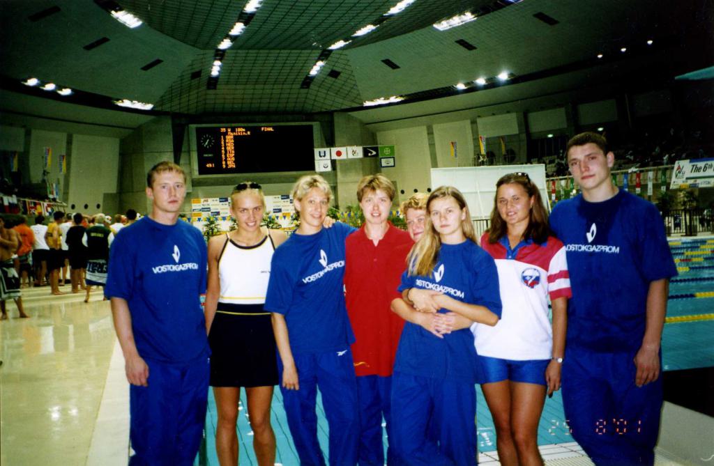 01-61  2001 г.  М.Максимов, И.Егорушкина, Т.Комарова, Е.Скорженко. Всемирные Игры.   (Акита, Япония)